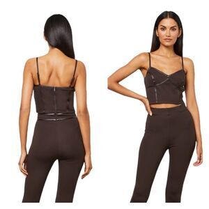 NWT BCBG Cropped Faux Leather Trimmed Bustier M
